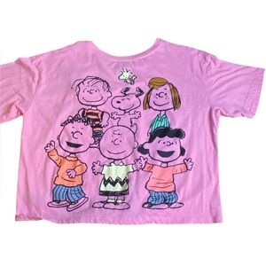 Peanuts Pink Cropped Tie Front T-Shirt Women’s Size XXL